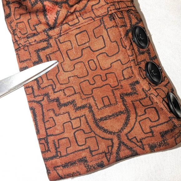 Peruvian Connection | Art-to-Wear Tribal Blazer Jacket Rust Orange Brown | Small - Picture 16 of 16